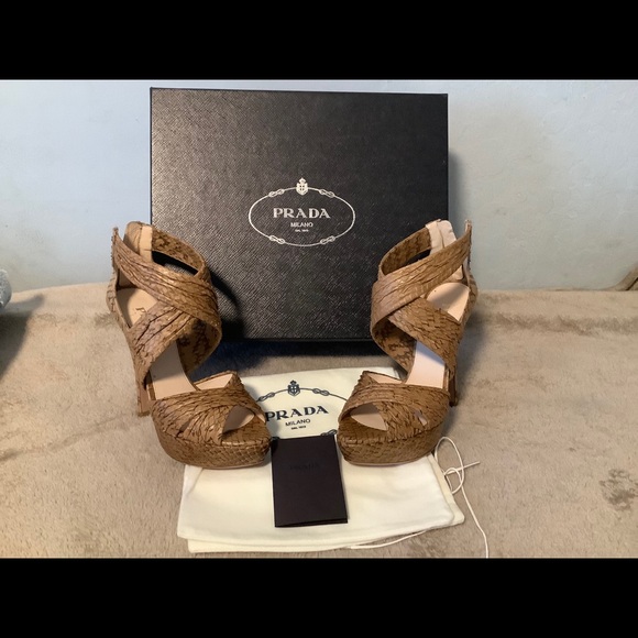 Prada Shoes - Prada snakeskin platform heels. Size 5.5